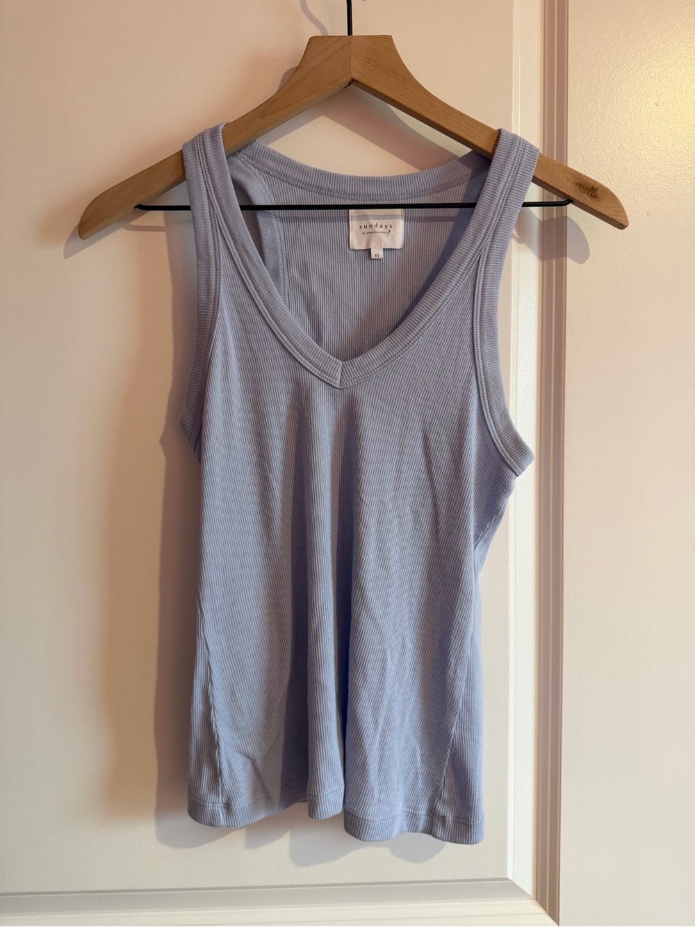 sundays Light Blue Ribbed V-Neck Tank